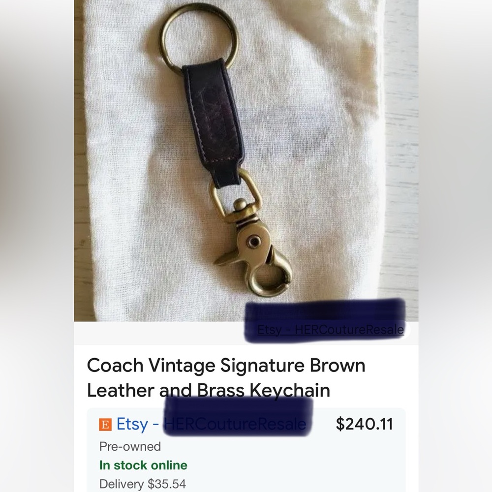 Coach Vintage Brown Leather Keychain with Gold Hardware - Picture 2 of 7